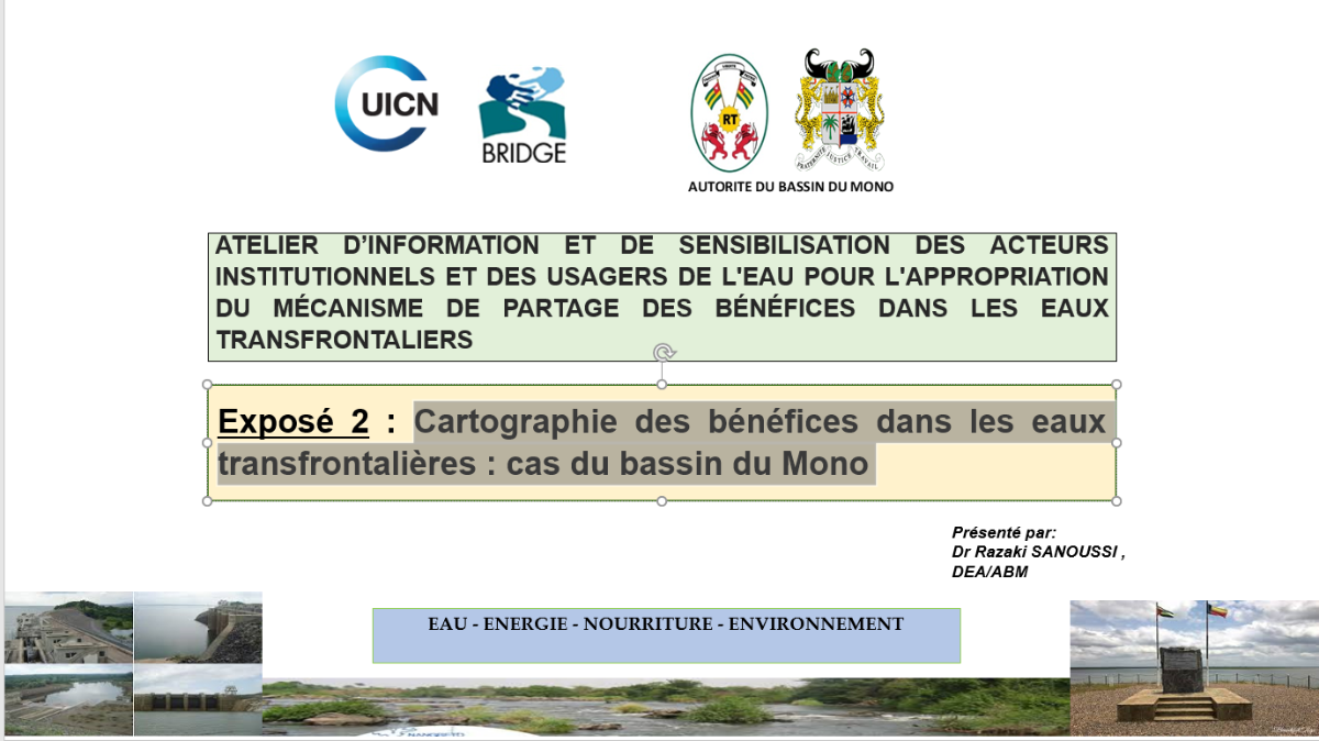 Cartographie des bénéfices dans les eaux transfrontalières : cas du bassin du Mono