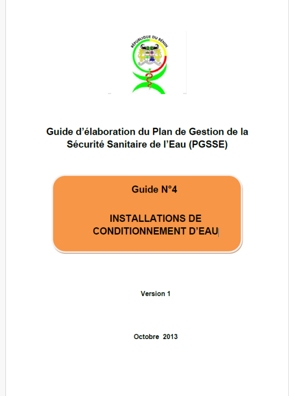 Guide d'élaboration du Plan de Gestion de la Sécurité Sanitaire de l'Eau (PGSSE) N°4