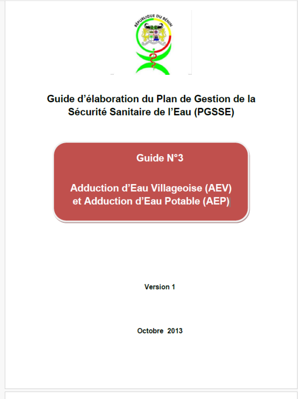 Guide d'élaboration du Plan de Gestion de la Sécurité Sanitaire de l'Eau (PGSSE)_AEV et AEP